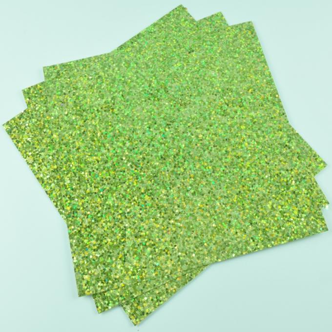 Papier vert clair de scintillement du papier DIY de scintillement de taille de pouce 12*12 avec le support tissé