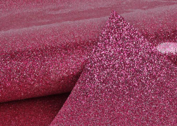 PVC de 1.38m Shinning le cuir rose de tissu de PVC de scintillement avec le fond de tissu